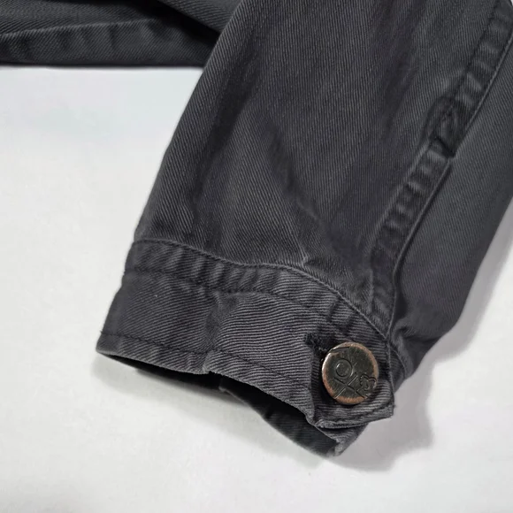 FOX Y2K Gray Denim Jacket Women XS Fitted Trucker Vintage Style - Picture 4 of 8